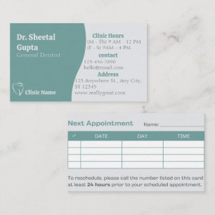 Tarjeta De Citas Nombramiento de Dentist Modern Tooth Logo
