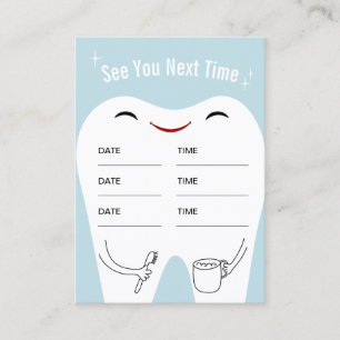 Tarjeta De Citas Nombramiento de Dentist Tooth Baby Blue Dental Car