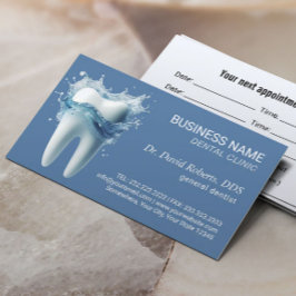 Tarjeta De Citas Nombramiento de Dentist Tooth & Water Blue Dental 