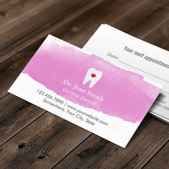 Tarjeta De Citas Nombramiento de dentista Acuarela Diente Corazón D (Subido por el creador)