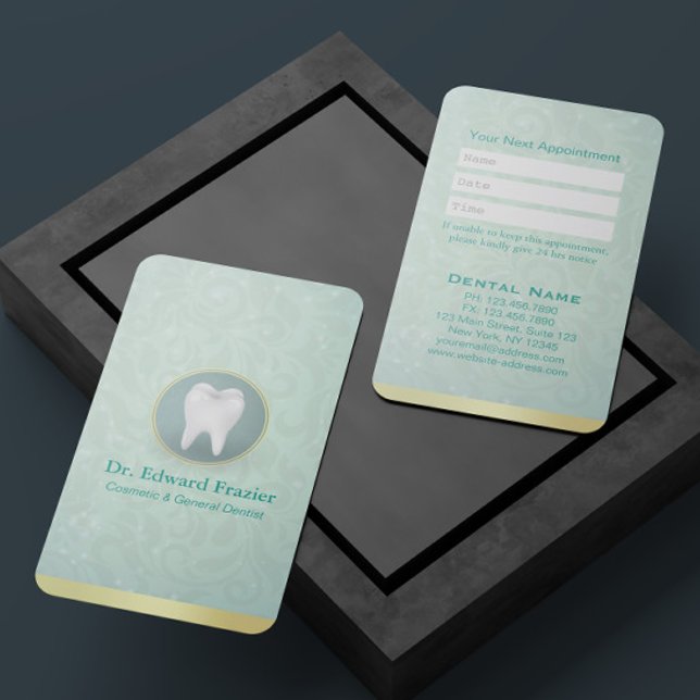 Tarjeta De Citas Nombramiento de dentista general y cosmético Verde (Subido por el creador)