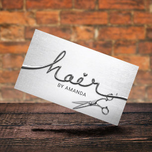Tarjeta De Citas Nombramiento de guión moderno de plata 3D de Hair 
