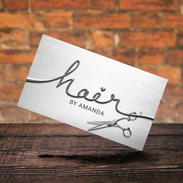 Tarjeta De Citas Nombramiento de guión moderno de plata 3D de Hair  (Subido por el creador)
