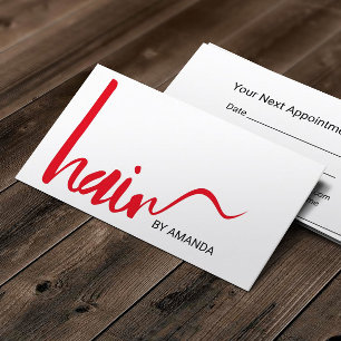 Tarjeta De Citas Nombramiento de Hair Stylist Modern Red Script