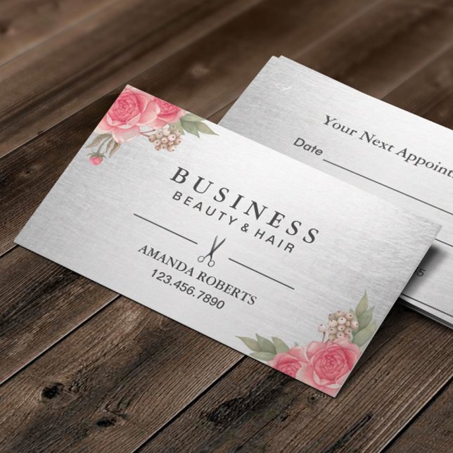 Tarjeta De Citas Nombramiento de Hair Stylist Modern Salon Floral (Subido por el creador)