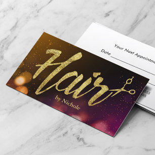 Tarjeta De Citas Nombramiento de Hair Stylist Modern Sparkle Lights