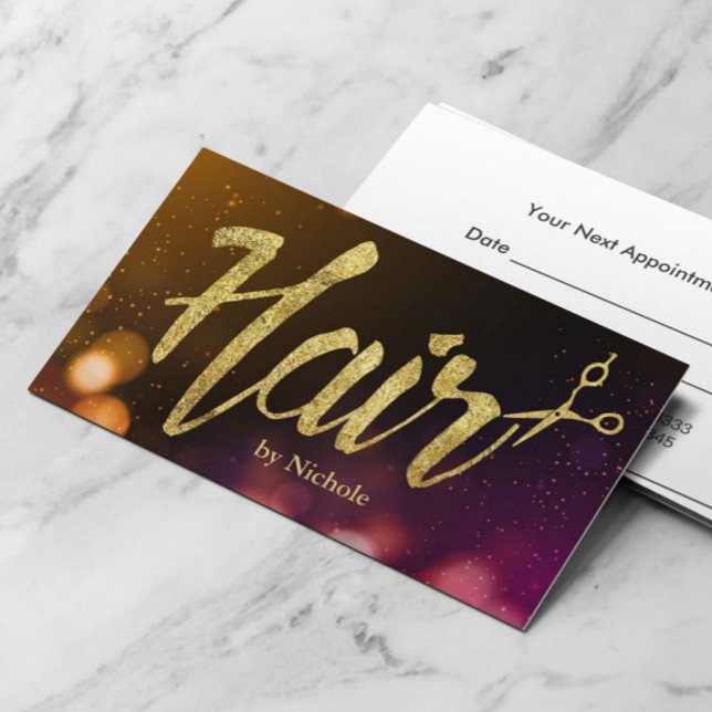 Tarjeta De Citas Nombramiento de Hair Stylist Modern Sparkle Lights (Subido por el creador)