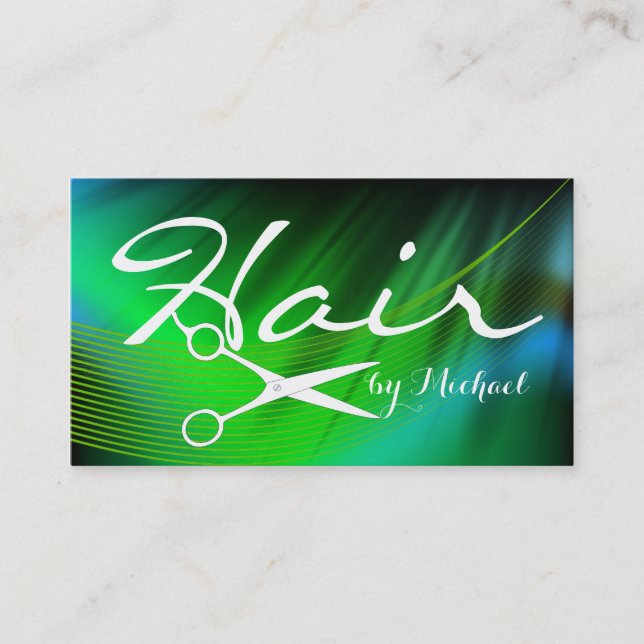 Tarjeta De Citas Nombramiento de Hair Stylist - Resumen verde #19 (Anverso)