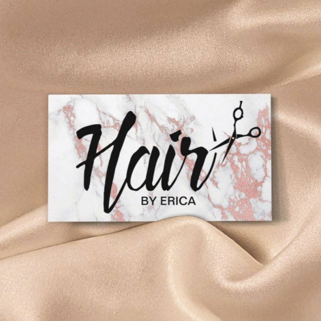 Tarjeta De Citas Nombramiento de Hair Stylist Trendy Rosa Gold Marb (Subido por el creador)