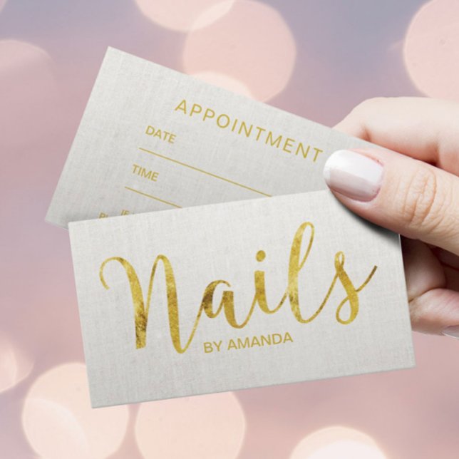 Tarjeta De Citas Nombramiento de Nail Salon Manicurist Gold Script (Subido por el creador)