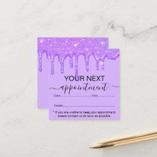 Tarjeta De Citas Nombramiento de Purpurina morado Girly Dripping