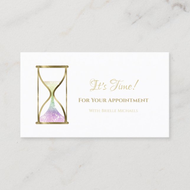 Tarjeta De Citas Nombramiento de salón de cristal de Purpurina arco (Anverso)