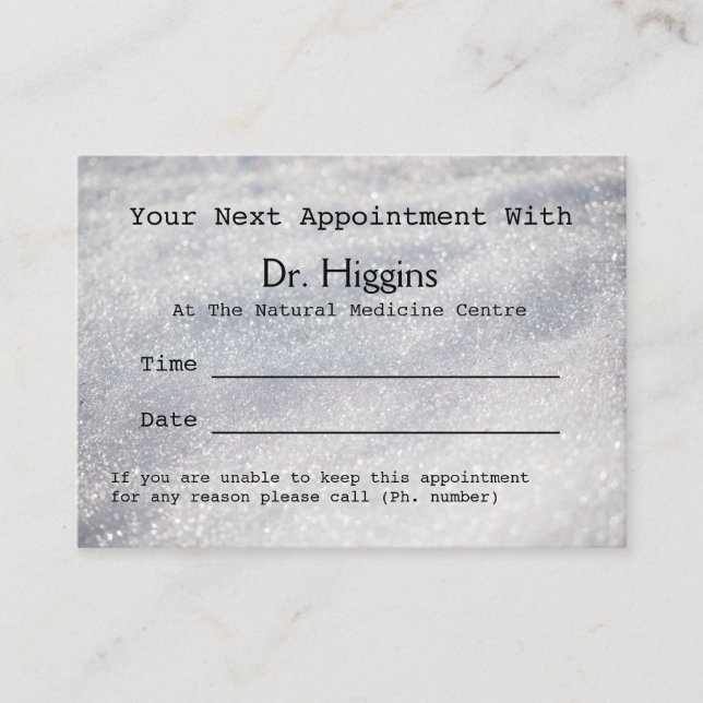 Tarjeta De Citas Nombramiento de Sparkling Snow Medical Dental etc (Anverso)
