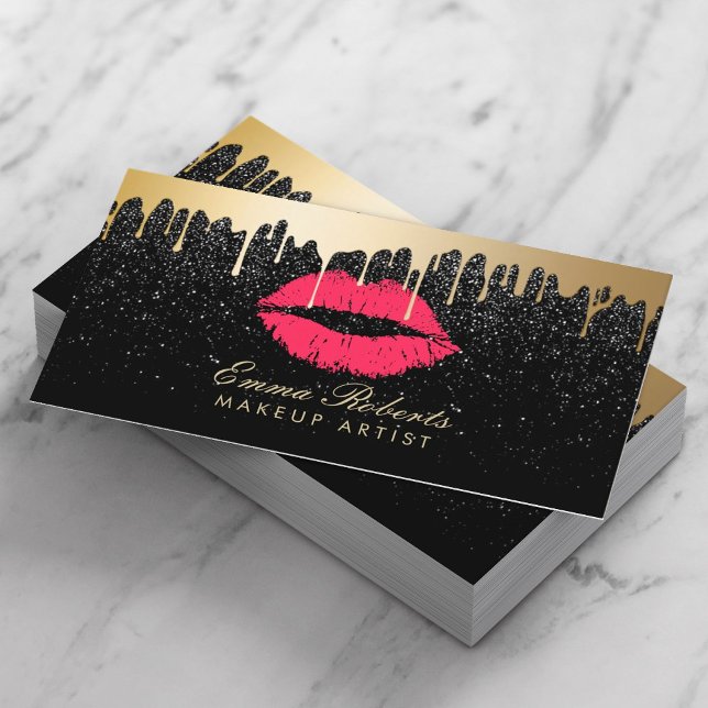 Tarjeta De Citas Nombramiento del artista de maquillaje Red Lips Go (Subido por el creador)