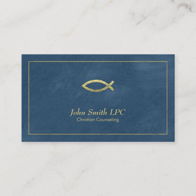 Tarjeta De Citas Nombramiento del Consejero Cristiano Azul Ichthus (Anverso)