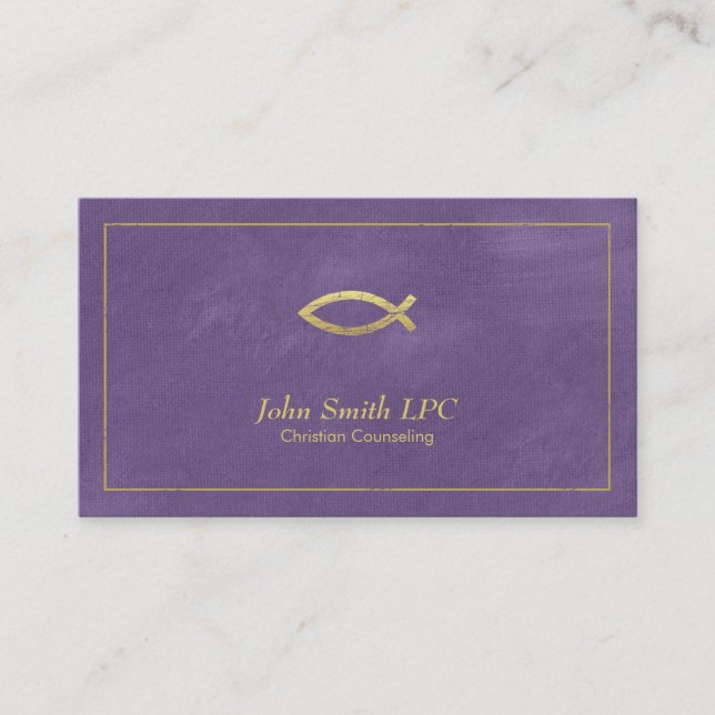 Tarjeta De Citas Nombramiento del consejero cristiano púrpura Ichth (Anverso)