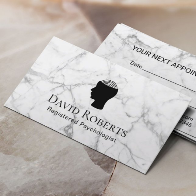 Tarjeta De Citas Nombramiento del consejero psicólogo Marble (Subido por el creador)