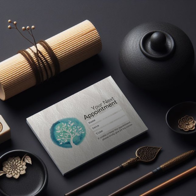 Tarjeta De Citas Nombramiento del instructor de YOGA Árbol acuarela (Subido por el creador)