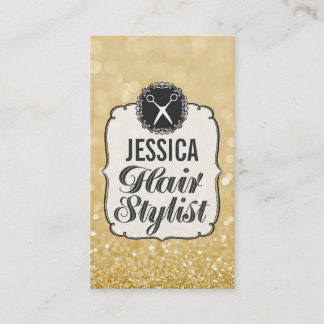 Tarjeta De Citas Nombramiento del Purpurina GOLD Sparkle Hair Styli