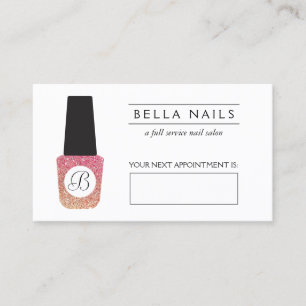 Tarjeta De Citas Nombramiento del Purpurina Monograma de Salon Nail