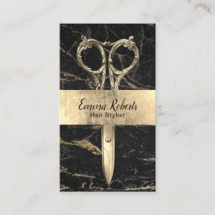 Tarjeta De Citas Nombramiento del Salón de Mármol Negro y Oro de 