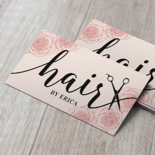 Tarjeta De Citas Nombramiento del salón de pelo de flores rosadas v