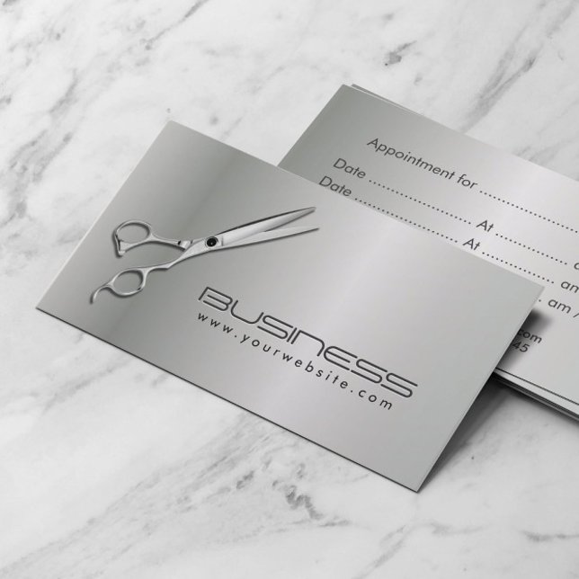 Tarjeta De Citas Nombramiento del salón de pelo metálico moderno (Subido por el creador)