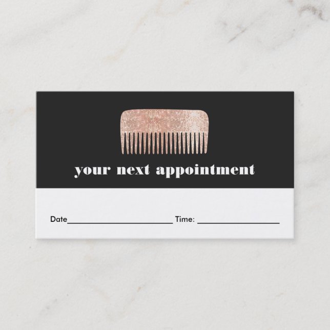 Tarjeta De Citas Nombramiento del salón de peluquería Faux Copper S (Anverso)