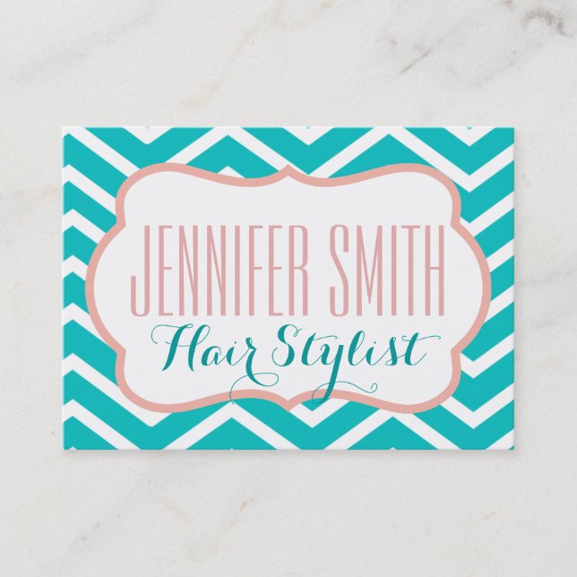 Tarjeta De Citas Nombramiento del salón de peluquería Pink Aqua Che (Anverso)