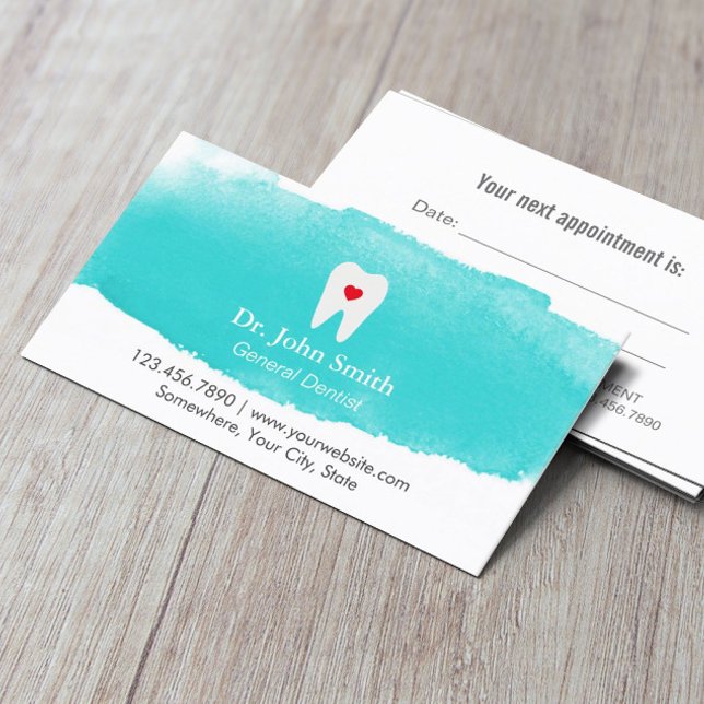 Tarjeta De Citas Nombramiento dental Acuarela dental Dentista (Subido por el creador)