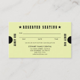 Tarjeta De Citas Nombramiento dental de asientos reservados de amar