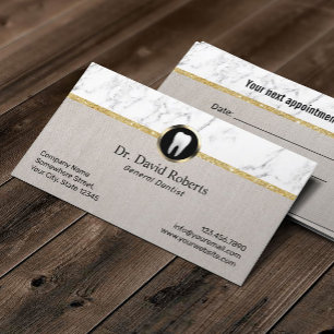 Tarjeta De Citas Nombramiento dental dental de Mármol moderno y lín