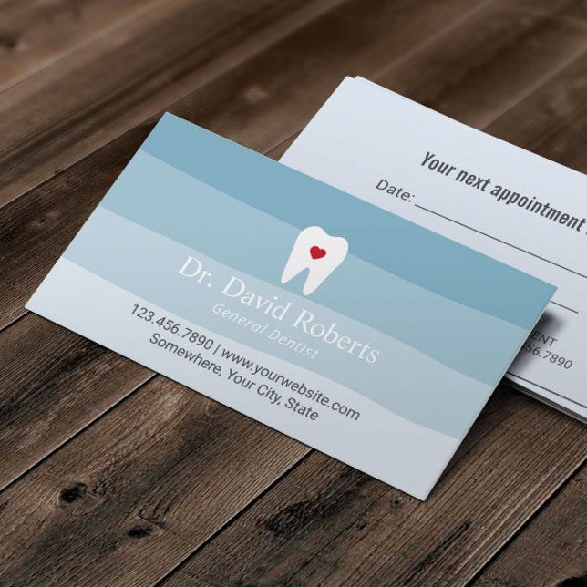 Tarjeta De Citas Nombramiento dental Diente Corazón Azul Sombras De (Subido por el creador)