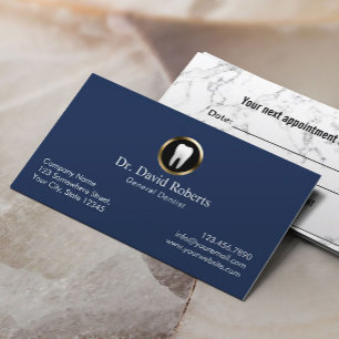 Tarjeta De Citas Nombramiento dental Elegante Navy Dentista Azul