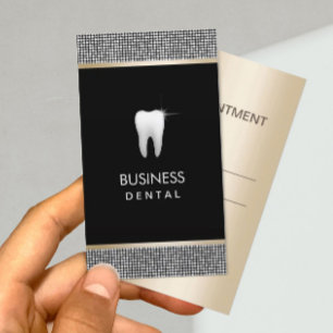 Tarjeta De Citas Nombramiento dental moderno de Purpurina plateado 