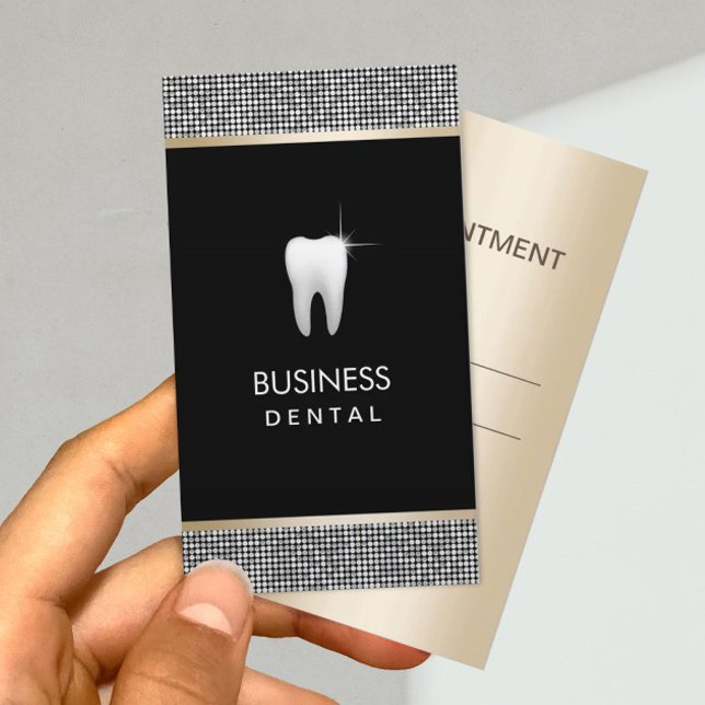 Tarjeta De Citas Nombramiento dental moderno de Purpurina plateado  (Subido por el creador)