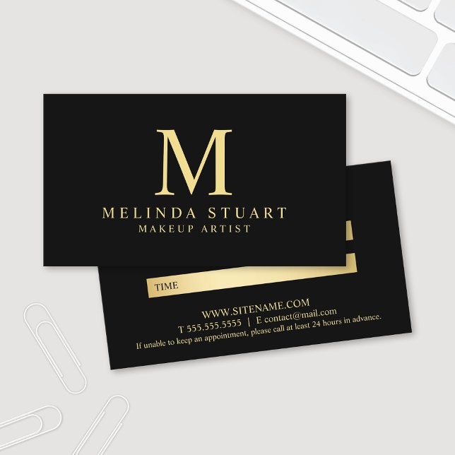 Tarjeta De Citas Nombramiento elegante negro y dorado (Subido por el creador)