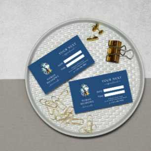 Tarjeta De Citas Nombramiento estilista de tijeras florales azules