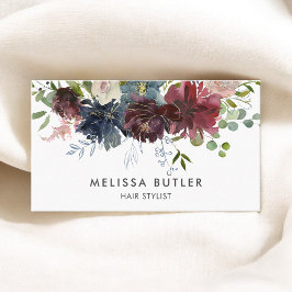 Tarjeta De Citas Nombramiento Floral De Borgoña Y Marina