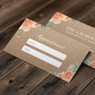 Tarjeta De Citas Nombramiento floral rústico de artista del cabello