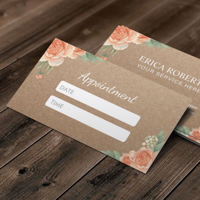 Tarjeta De Citas Nombramiento floral rústico de artista del cabello (Subido por el creador)