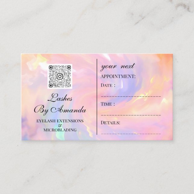 Tarjeta De Citas Nombramiento Logo de Makeup Hair Nails Qr Holograp (Anverso)