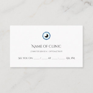 Tarjeta De Citas Nombramiento Optometrista Moderno de Ojo Azul Simp