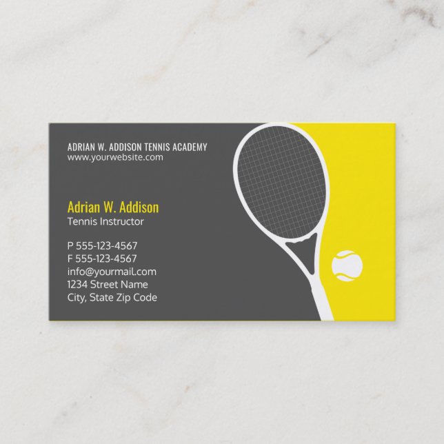 Tarjeta De Citas Nombramiento personal de entrenador de tenis (Anverso)