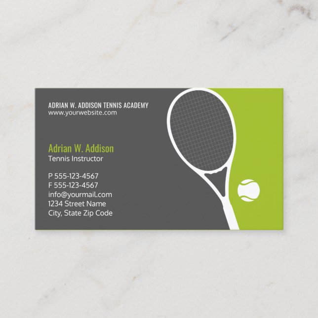 Tarjeta De Citas Nombramiento personal de entrenador de tenis (Anverso)