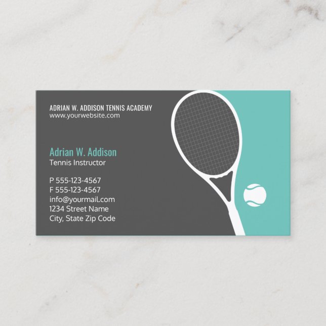 Tarjeta De Citas Nombramiento personal de entrenador de tenis (Anverso)