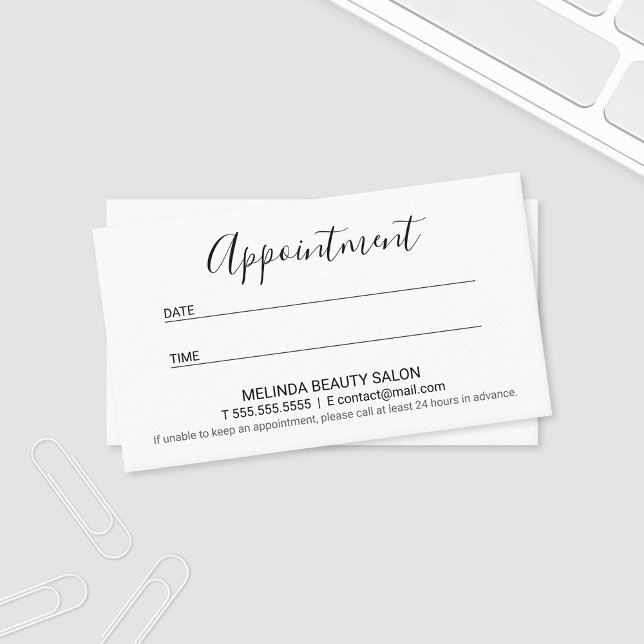 Tarjeta De Citas Nombramiento profesional moderno en blanco y negro (Subido por el creador)