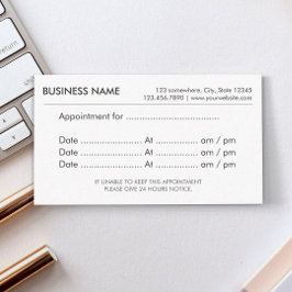 Tarjeta De Citas Nombramiento Recordatorio sencillo