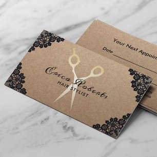 Tarjeta De Citas Nombramiento rústico de Hair Stylist Vintage Black