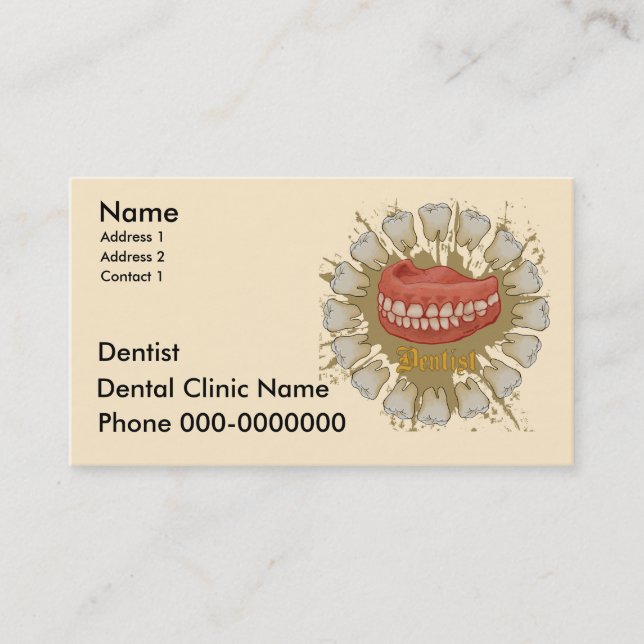 Tarjeta De Citas Nombre personalizado de Dentist Caduceus (Anverso)